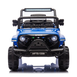 English Elm 12v Kids Electric Ride on Truck with Parental Remote Four Wheel Suspension and Led Lights Blue W1578P187460