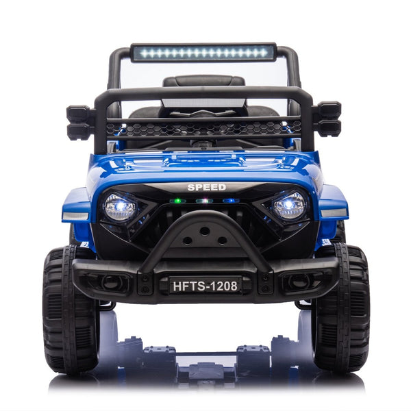 English Elm 12v Kids Electric Ride on Truck with Parental Remote Four Wheel Suspension and Led Lights Blue W1578P187460