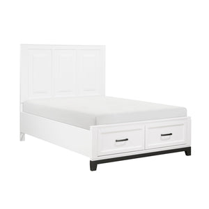 English Elm White Garretson Queen Platform Bed with Built-In Storage Drawers Rustic-Transitional Wood Frame White 63 L x 35.75 W x 4.25 H B011S01492