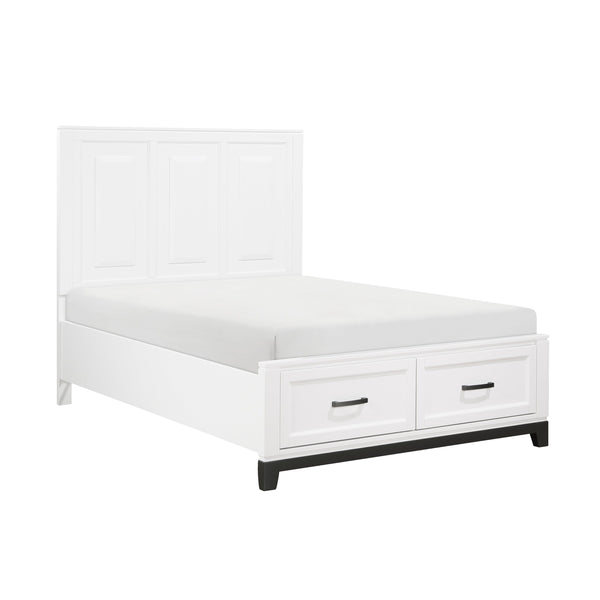 English Elm White Garretson Queen Platform Bed with Built-In Storage Drawers Rustic-Transitional Wood Frame White 63 L x 35.75 W x 4.25 H B011S01492
