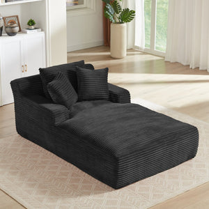 English Elm Oversized Chaise Lounge Chair - Elegant Corduroy Sofa, No Assembly, Ergonomic Comfort For Living Spaces W2339P318035-GIGA