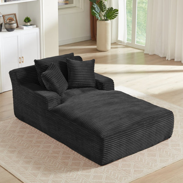 English Elm Oversized Chaise Lounge Chair - Elegant Corduroy Sofa, No Assembly, Ergonomic Comfort For Living Spaces W2339P318035-GIGA
