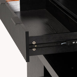 English Elm 72" Fluted Kitchen Pantry Cabinet with Anti-Tilt Stabilizers, Triple-Fold Hinges, Spice Door Racks and Deep Storage Black W2917P294985