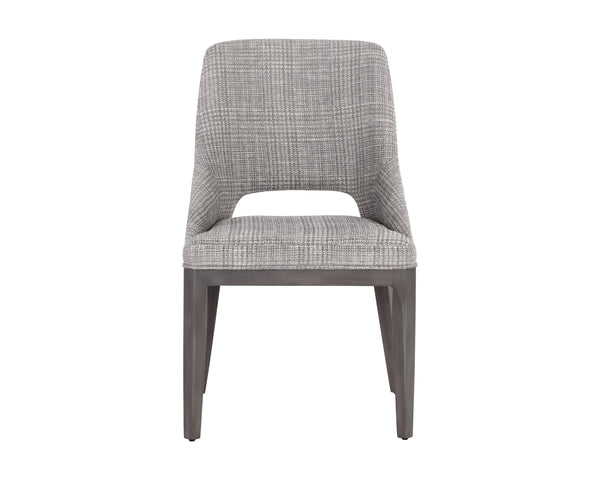 Sunpan Estrada Dining Chair - Elegant Design with Cutout Backrest, Light Grey Oak Legs for Stylish Comfort Naya Check Light Grey