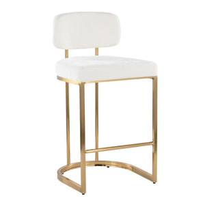 English Elm Fixed-height Barstools Powder Coated Steel Frame Brown Upholstered Seat Set of Two Cream B202P471212