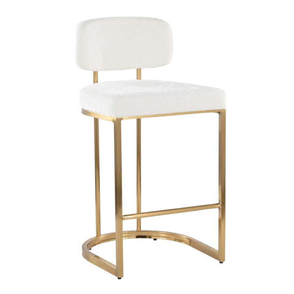 English Elm Fixed-height Barstools Powder Coated Steel Frame Brown Upholstered Seat Set of Two Cream B202P471212