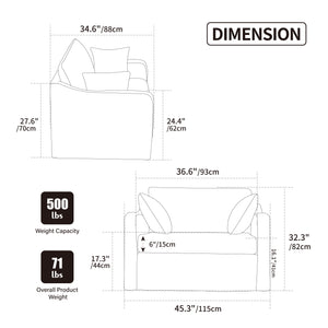 English Elm 45.27" Modern Upholstered Farmhouse Accent Chair with Chenille, Plush Pocket Springs & Bolster Pillows, 500lb Capacity Lounge Seating Beige W3098P356191