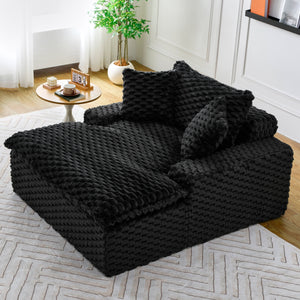 English Elm 51 Compact Comfort Sofa with Turtle Fleece, Sponge Support, Two Pillows, 400lb Capacity for Small Spaces Black W3371P326399
