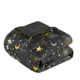 Mi Zone Kids Celia Modern/Contemporary Starry Sky Metallic Comforter Set with Throw Pillow MZK10-272 Charcoal/Gold