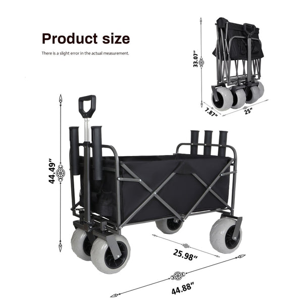 English Elm Fishing Beach Cart with All Terrain Steel Frame 500lb Capacity Pneumatic Tires W2932P352666