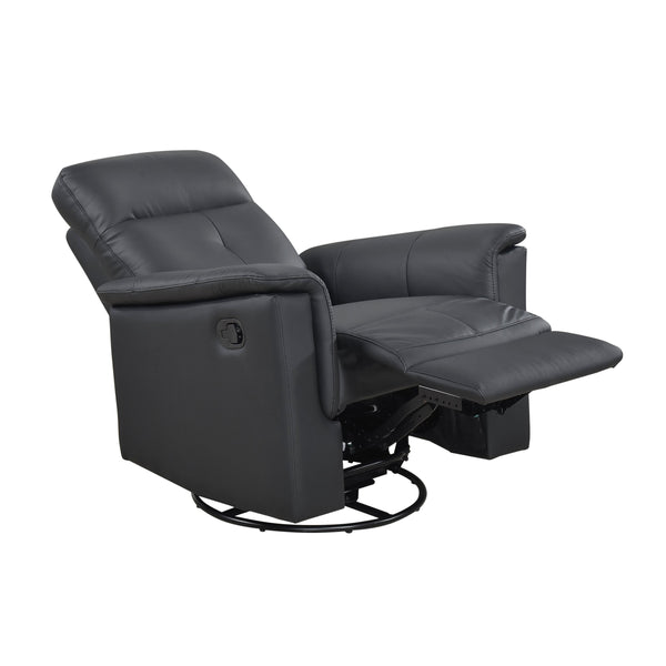 English Elm Black Swivel Glider Recliner Chair in Top Grain Leather Match, Plush Padded, 360° Swivel & Manual Recline B011P329274