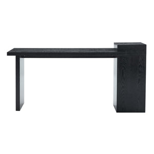 English Elm Modern Wood Grain Console Table with Two Tier Shelving for Entryway or Living Room Black W3875S00030