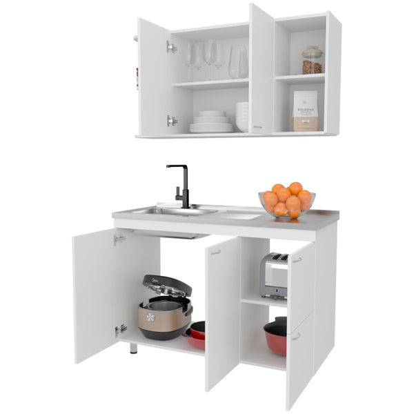 English Elm Gallup Wall Mount Vanity Sink Cabinet White Finish Compact Storage for Small Spaces B092S00305