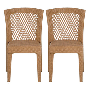 English Elm Christopher Knight Home® - FARLEY Rattan Stacking Sidechair Set of 2 — Durable 300 lb Capacity, Beige Woven Design, Easy Assembly Light Brown N762P234585A