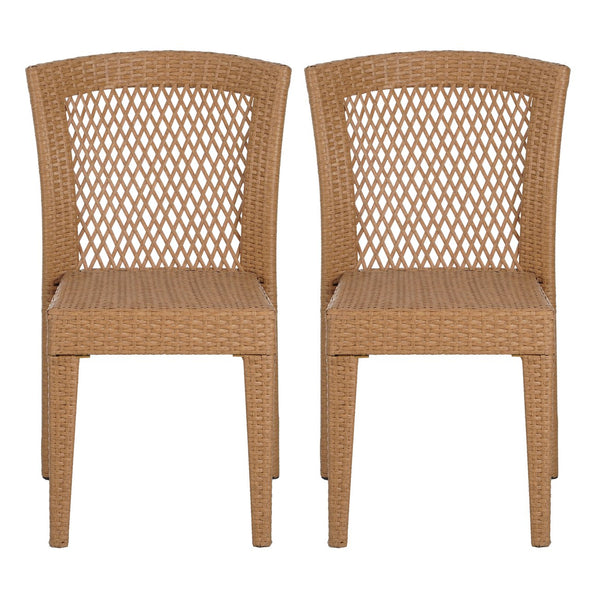 English Elm Christopher Knight Home® - FARLEY Rattan Stacking Sidechair Set of 2 — Durable 300 lb Capacity, Beige Woven Design, Easy Assembly Light Brown N762P234585A