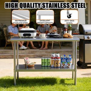 English Elm Stainless Nsf Certified Ss201 Prep Table with Adjustable Undershelf for Commercial Use W5006P397544