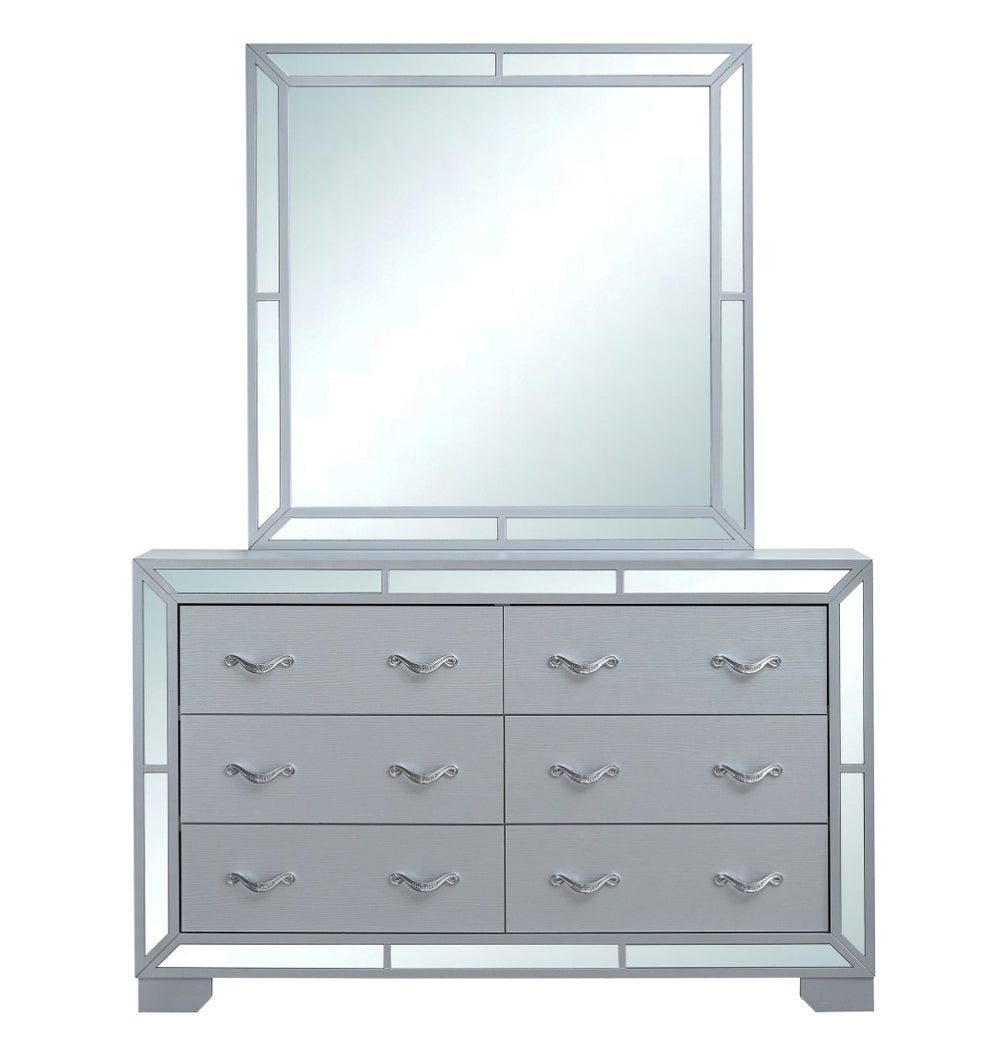 English Elm Murry Five Drawer Glam Dresser with Mirror Trim Fronts and Chrome Crystal Pulls B078P473041