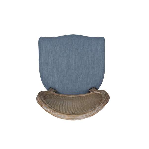 English Elm Christopher Knight Home® - DININGCHAIR Elegant Wicker & Fabric Dining Seat with Carved Legs Distressed Finish for Stylish Homes Light Blue 65165.00LBLU