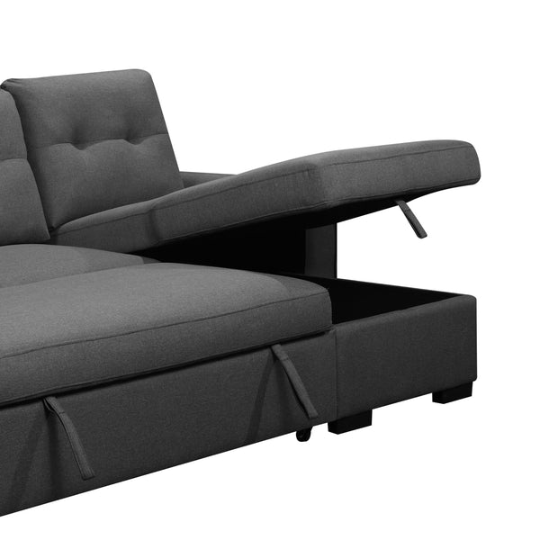 English Elm Living L-Shaped Sleeper Sofa Lounger with Storage Chaise, Convertible Sectional Bed, Durable Frame Grey 52 L x 35 W x 23 H B2741S00005