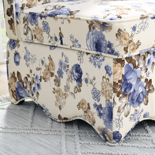 English Elm Flannel Upholstered Dining Chair with Plush Cushion and Back Support, Solid Wood Frame, Modern Comfort Blue W487P221666