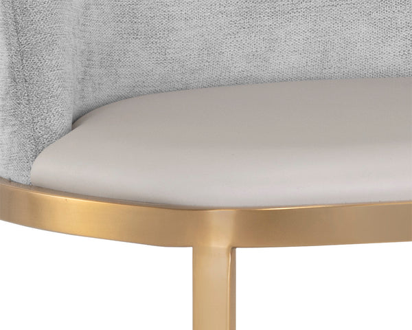 Sunpan Dover Luxurious Faux Leather Barstool with Sleek Brushed Gold Steel Legs for Contemporary Spaces Napa Stone / Polo Club Stone