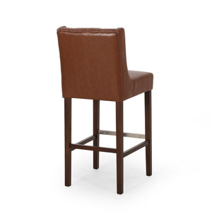English Elm 30.5 Inch Tufted Pu Upholstered Bar Stool with Metal Footrest for Kitchen Island N780P366612G