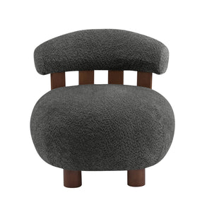 English Elm Christopher Knight Home® - Modern Boucle Accent Chair with Plush Rounded Silhouette, Solid Wood Frame, Cozy Reading Seat Dark Gray,Walnut 29 L x 28.5 W x 21.85 H N776P278240C