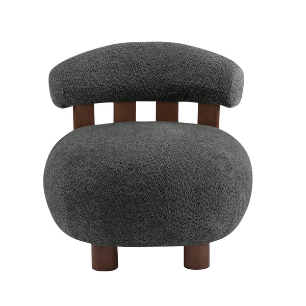 English Elm Christopher Knight Home® - Modern Boucle Accent Chair with Plush Rounded Silhouette, Solid Wood Frame, Cozy Reading Seat Dark Gray,Walnut 29 L x 28.5 W x 21.85 H N776P278240C