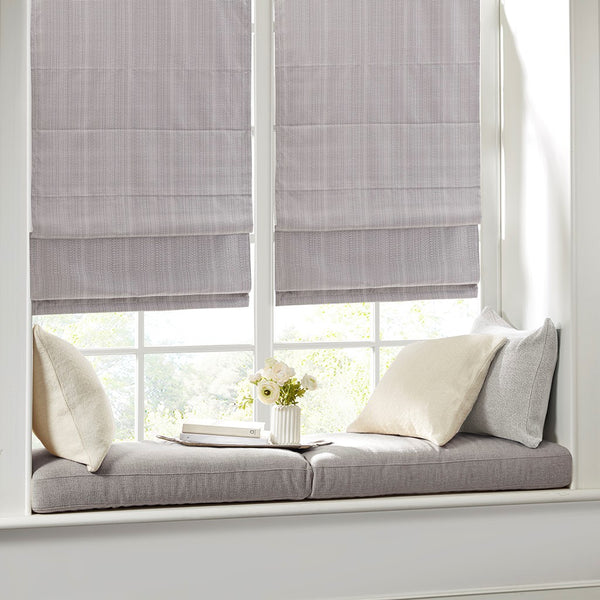 English Elm Basketweave Room Darkening Cordless Roman Shade with Thermal Foam Backing for Energy Efficient Privacy Grey 11.42 L x 4.4 W x 7.48 H B035129702