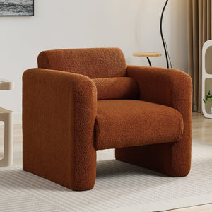 English Elm Modern Accent Chair Breathable Sherpa Upholstered Reading Armchair with Plush Cushion and Lumbar Support Burnt Orange 30 L x 25.75 W x 22.76 H WF325072AAO