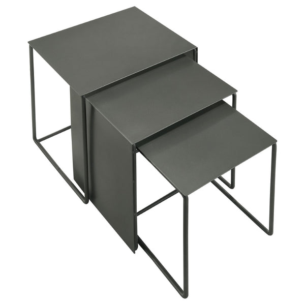 English Elm Vestal Iron Nesting Table Set of Three Powder Coated Grey Industrial Living Room Accent B062P441486