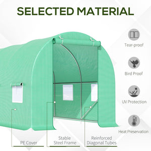English Elm Outsunny Walk-in Tunnel Greenhouse with Galvanized Frame and Six Mesh Vent Windows W2225P200621