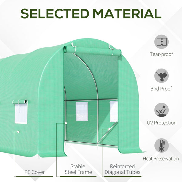 English Elm Outsunny Walk-in Tunnel Greenhouse with Galvanized Frame and Six Mesh Vent Windows W2225P200621