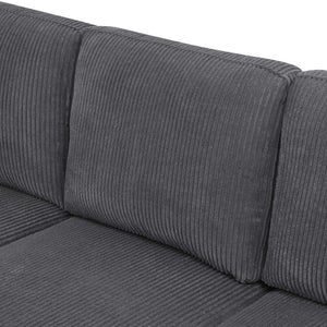 English Elm Cordory Corduroy Modular Sectional with Ottomans Retro Exposed Legs Living Room Dark Gray B2748S00032