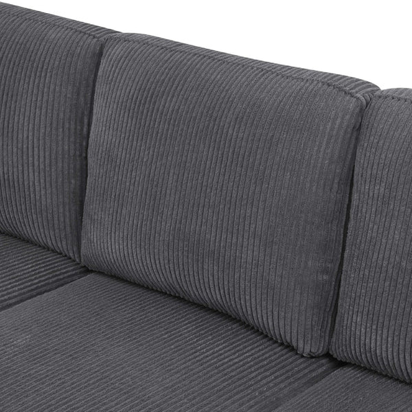 English Elm Cordory Corduroy Modular Sectional with Ottomans Retro Exposed Legs Living Room Dark Gray B2748S00032