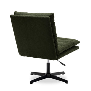 English Elm Green Teddy Fabric Swivel Accent Chair with Plush High-Density Foam, Wide Curved Mid-Century Lounge Seat W1164P239088