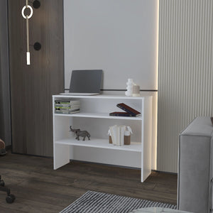 English Elm White Console Table with Open Shelves Modern Minimalist Desk 39.3" Wide White Finish for Display & Storage, Compact Elegance B062P252154