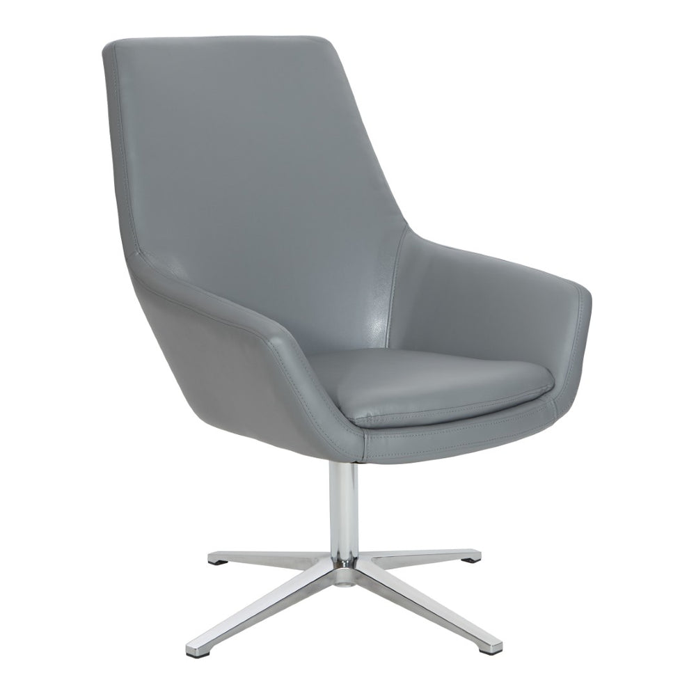 OSP Home Furnishings Modern Scoop Office Chair Faux Leather Ergonomic Swivel Seat with Polished Aluminum Base FL80228AL-U42