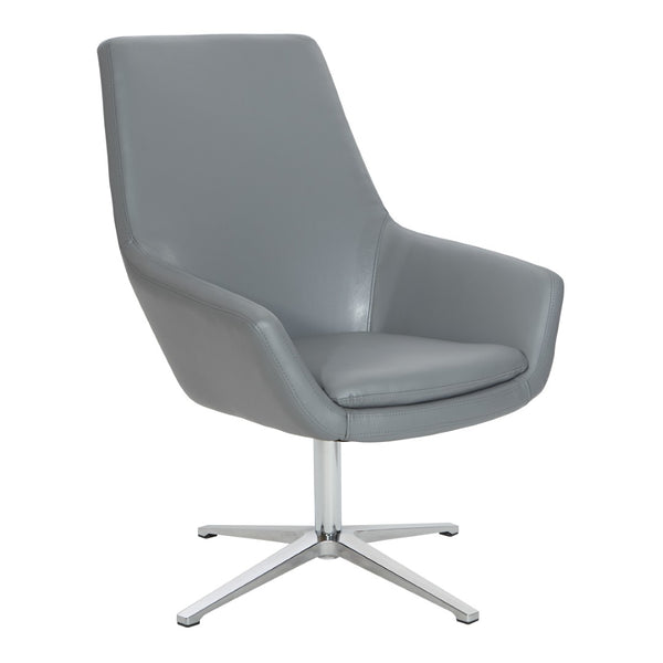 OSP Home Furnishings Modern Scoop Office Chair Faux Leather Ergonomic Swivel Seat with Polished Aluminum Base FL80228AL-U42