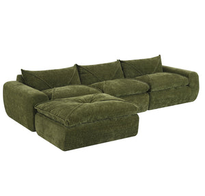 English Elm 116'' Fully Compressed Sofa with Legless Chenille Design, High-Density Comfort, Modular Flexibility and No Assembly Required Green N723S9707F