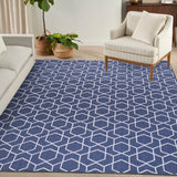 Nourison Horizon Indoor/Outdoor HOZ01 Machine Made Power-loomed Borderless Design Indoor/Outdoor Modern Outdoor Rug Navy, Navy 88% Polypropylene,12% Polyester 841491126561