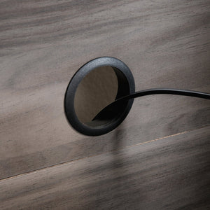 English Elm Credenza, Dark Gray finish – Spacious 65.25" storage buffet with adjustable shelves, cord management, drawers, versatile placement B356P367838