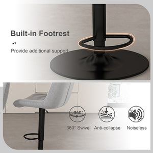 English Elm Swivel Modern Adjustable Bar Stools with 360° Rotation, Ergonomic Backrest, Soft Knit Seats Grey W2699P360245