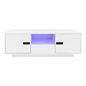 English Elm Vibe Modern High Gloss Rectangle Coffee Table With Storage & 16-Color Led Lights For Stylish Living Room N724P294656K-GIGA