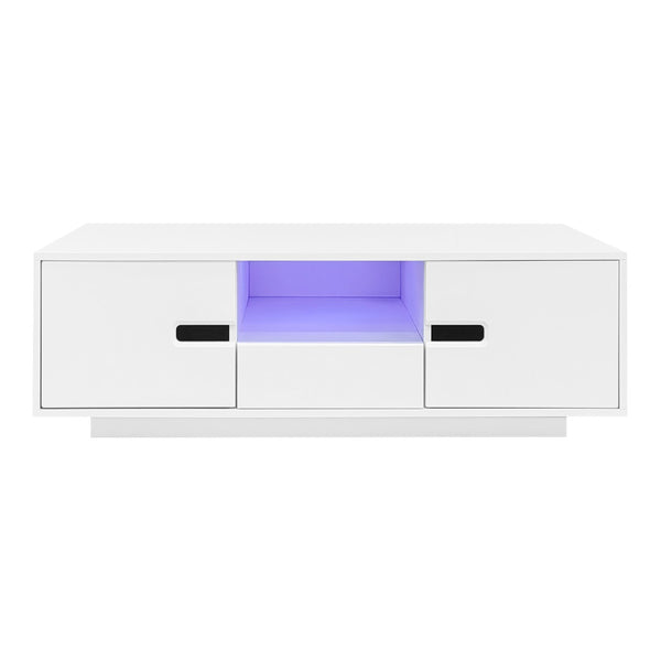 English Elm Vibe Modern High Gloss Rectangle Coffee Table With Storage & 16-Color Led Lights For Stylish Living Room N724P294656K-GIGA