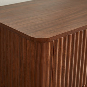 English Elm 6 Drawers Dresser Stylish 55" Wide Curved Wave Chest with Ample Storage, Sturdy Top for TV Use Walnut W1820P324616