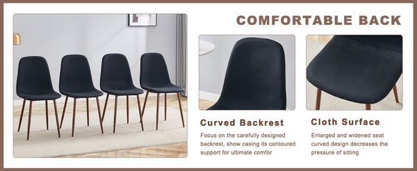 English Elm Table And Chair Set - Modern Adjustable Lift-Top Design, Walnut Mdf With Black Metal Legs & 4 Chairs W1151S03776-GIGA