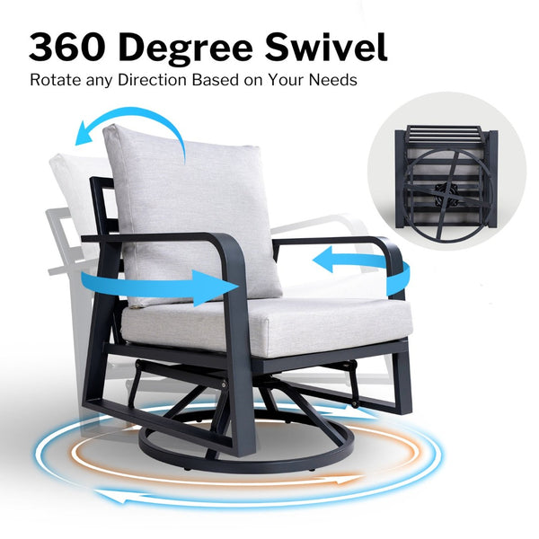 English Elm Fr Outdoor Swivel Rocker Chair Set of Two with Memory Foam and Aluminum Frame W5382S00002