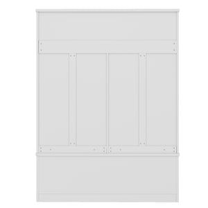 English Elm Modern Hallway Hall Tree with Bench, 6 Metal Hooks & Shoe Cubbies, Spacious Entryway Organizer White W1580P327014