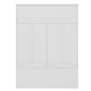 English Elm Modern Entryway Hall Tree with Six Hooks Bench Seat and Open Shoe Cubbies White W1580S00617